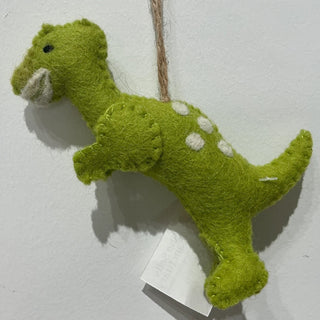 wool tall green dinosaur ornament