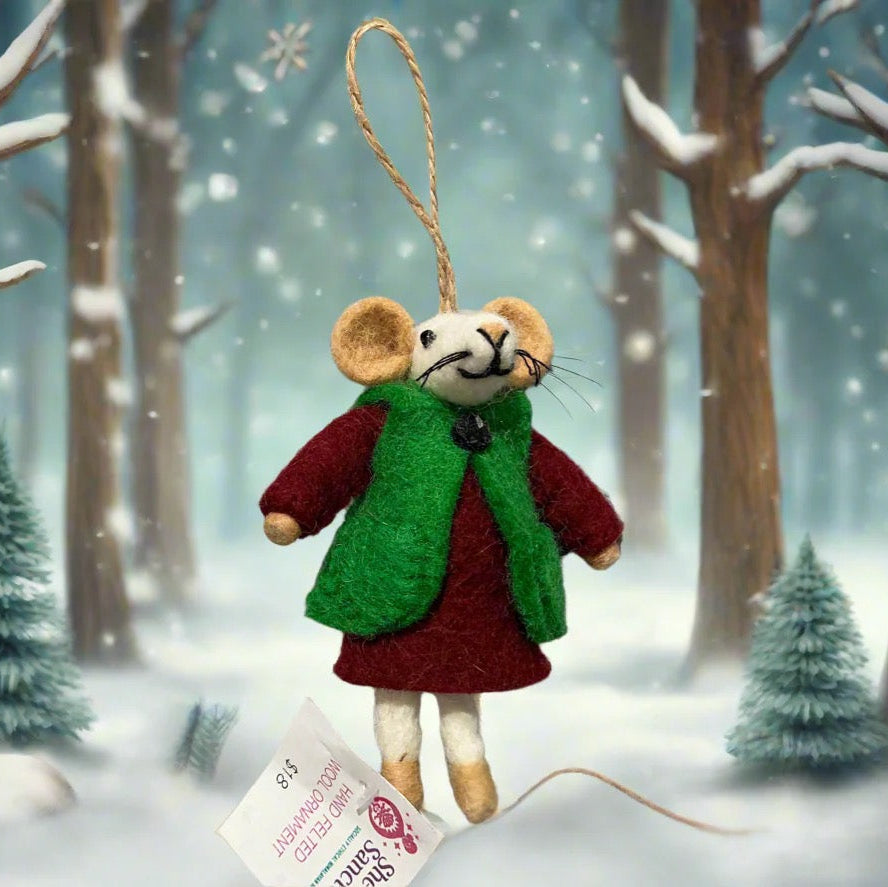 Wool Mouse in Green Vest 