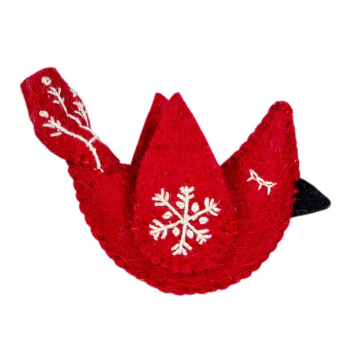 Wool Snowflake Cardinal Ornament