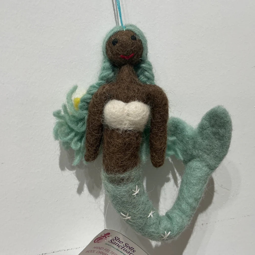 wool blue mermaid ornament
