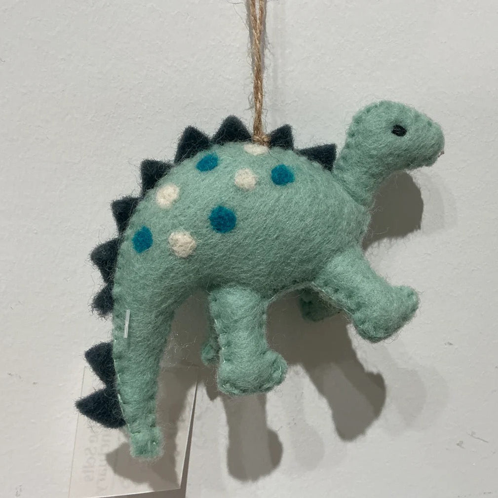 wool blue dinosaur ornament