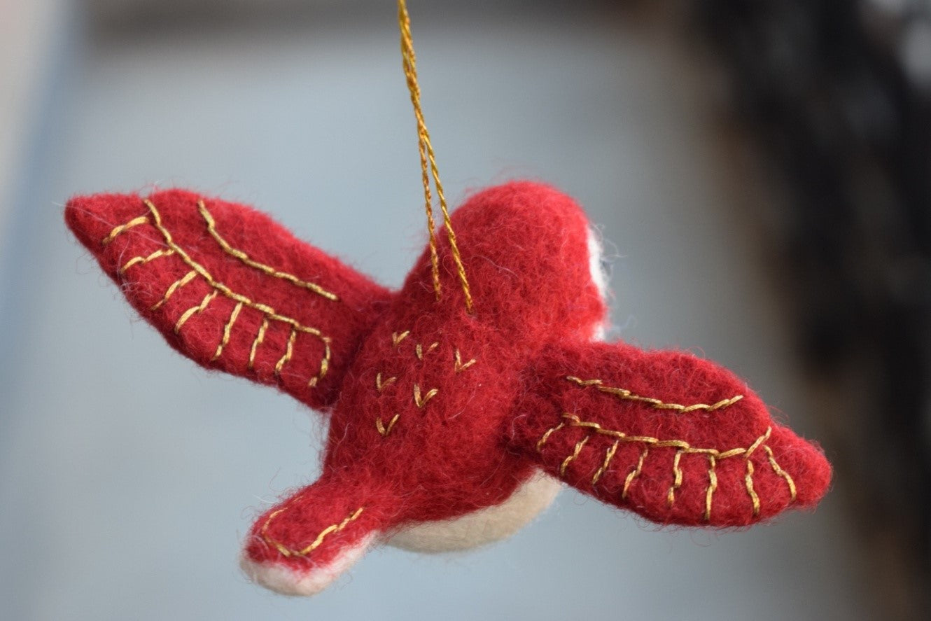 Burgundy Bird Embroidered Wings