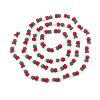 Holiday Red, White, Green Ball Wool Garland