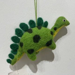 wool green dinosaur ornament