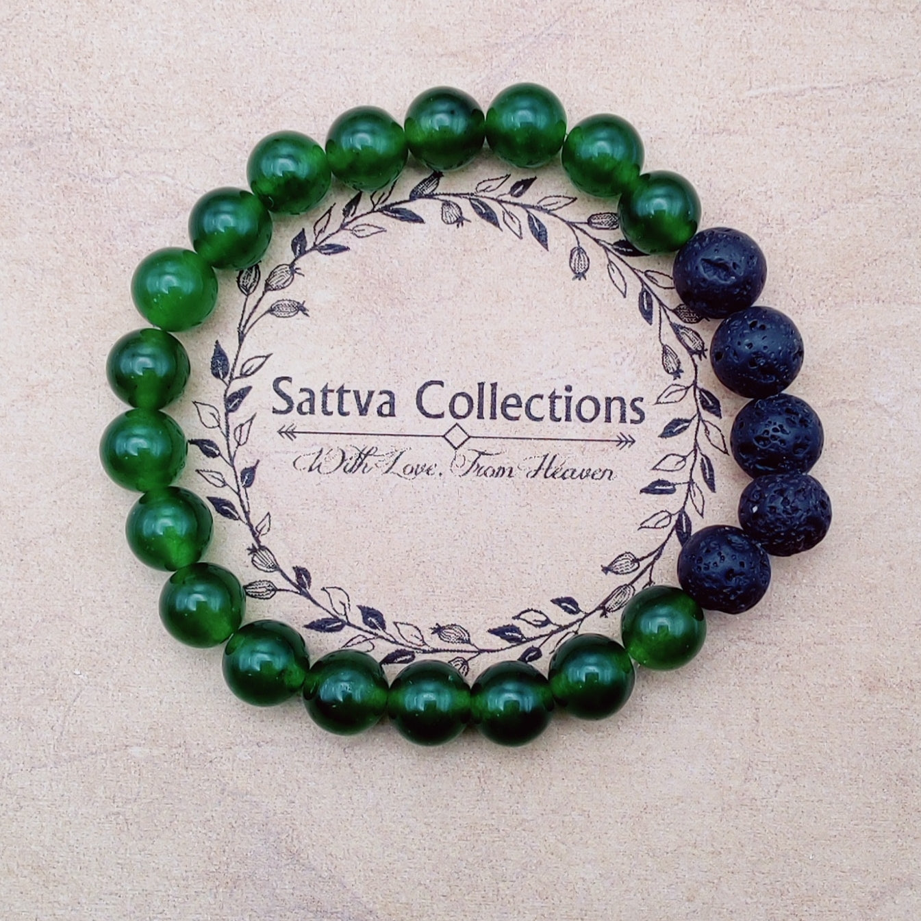 Deep Cleanse - Gemstone Bracelet Green Jade and Lava Beads