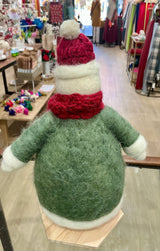 Burgundy Scarf and Hat Snowman Wool Decor