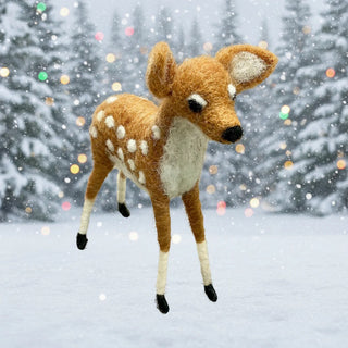 Handcrafted Wool Self Standing Spotted Deer