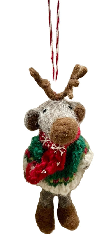 Wool Knitted Sweater Moose Ornament