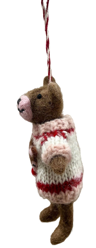 Wool Rudolf Sweater Teddy Bear Ornament