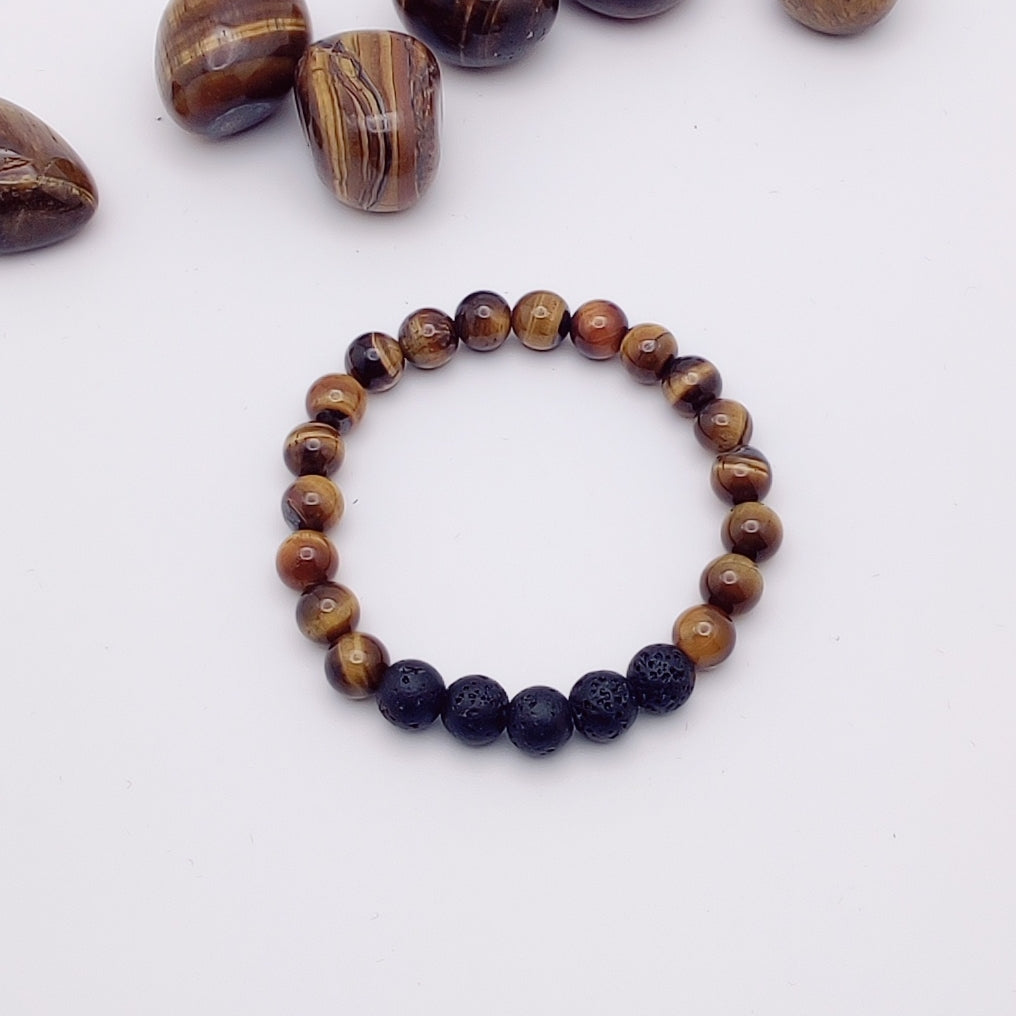 Metabol Eyes - Gemstone bracelet Tiger eye & Black Lava