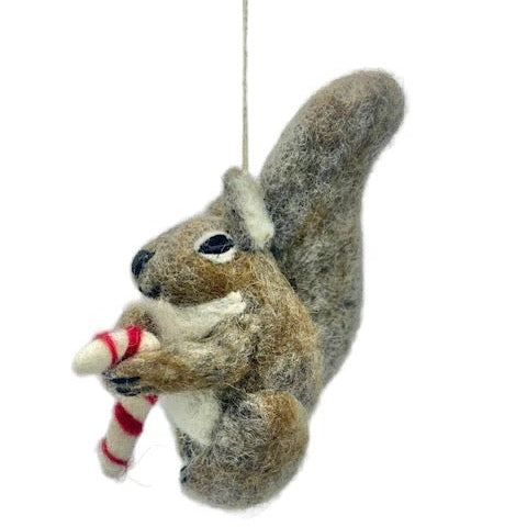 Wool Holiday Squirrel Ornament