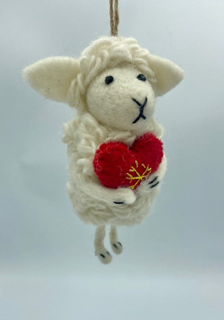 Sheep Red Heart Ornament