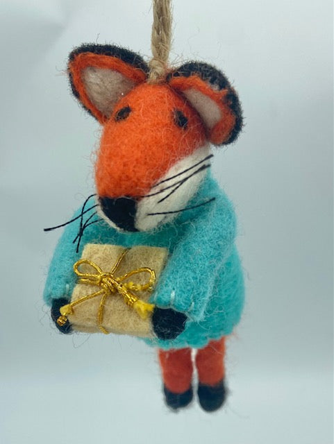 Orange Fox with Gift Ornament
