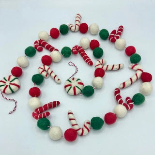 Candy Cane Wool Garland