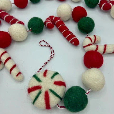 Candy Cane Wool Garland