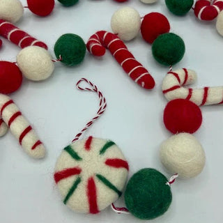 Candy Cane Wool Garland