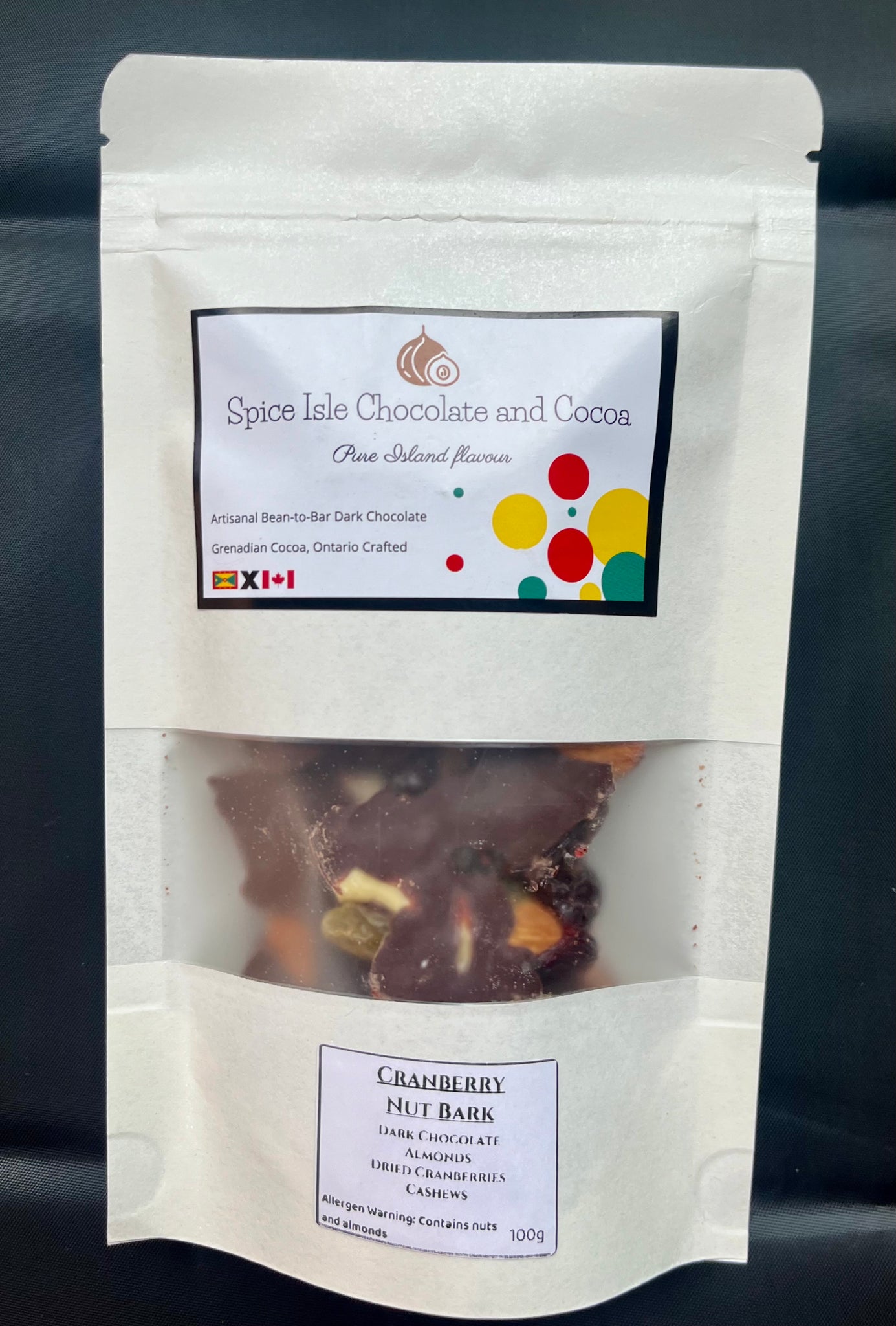 Spice Isle Craft Chocolate - Cranberry & Nut Dark Chocolate Bark