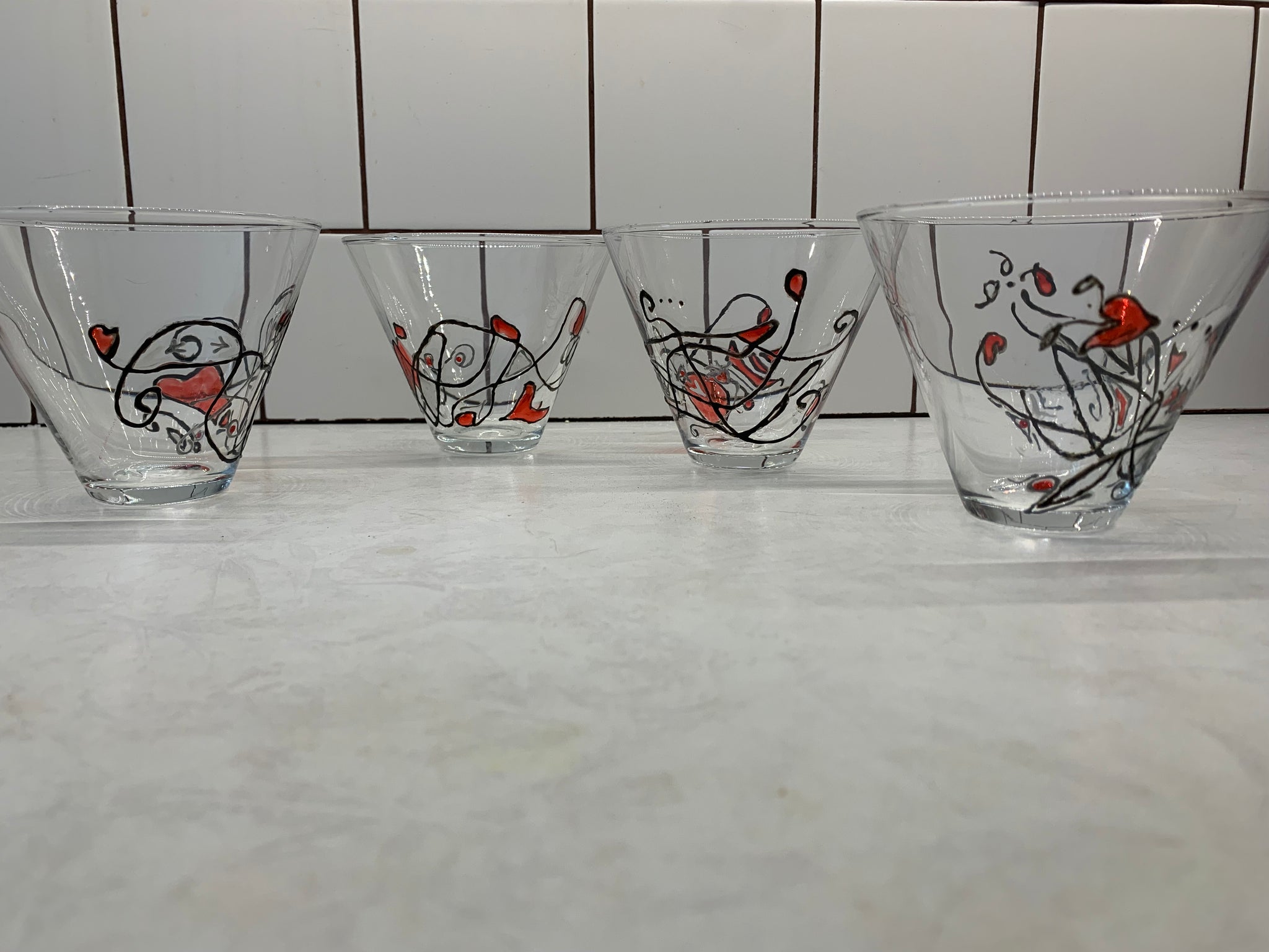 Set of 4 Stemless Martini Glasses