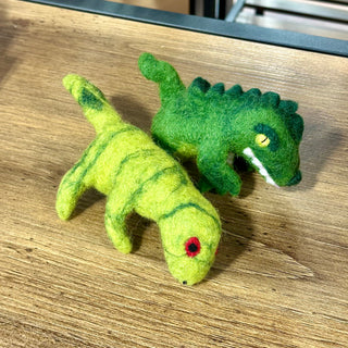green dino finger puppet