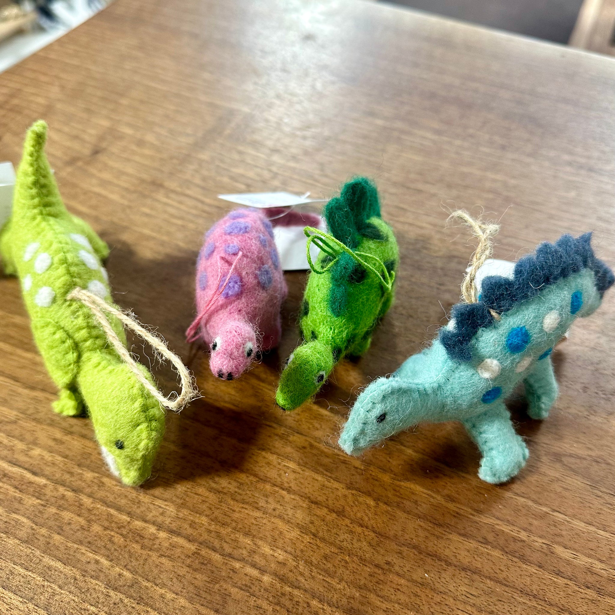wool dinosaur ornaments