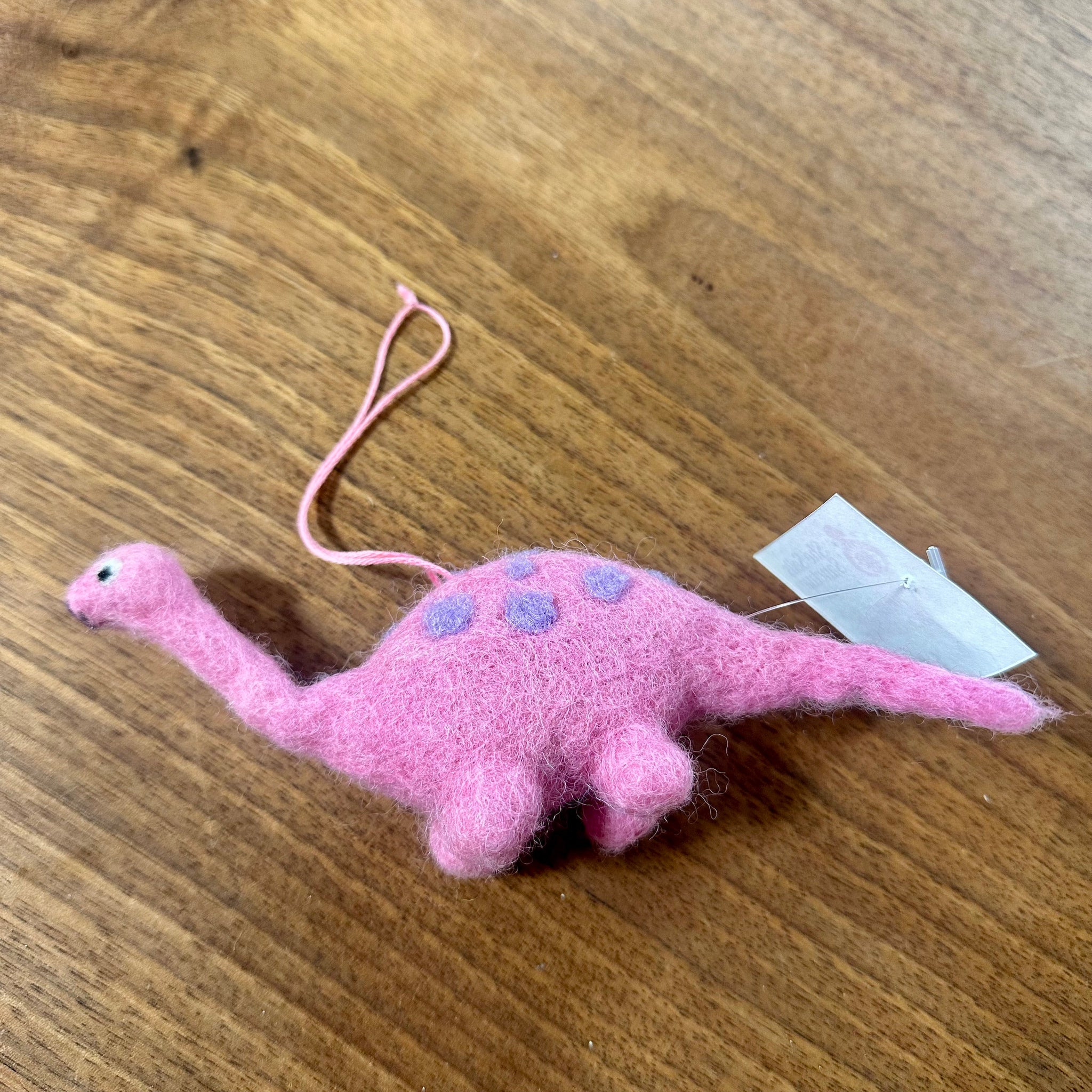 wool pink dinosaur ornament