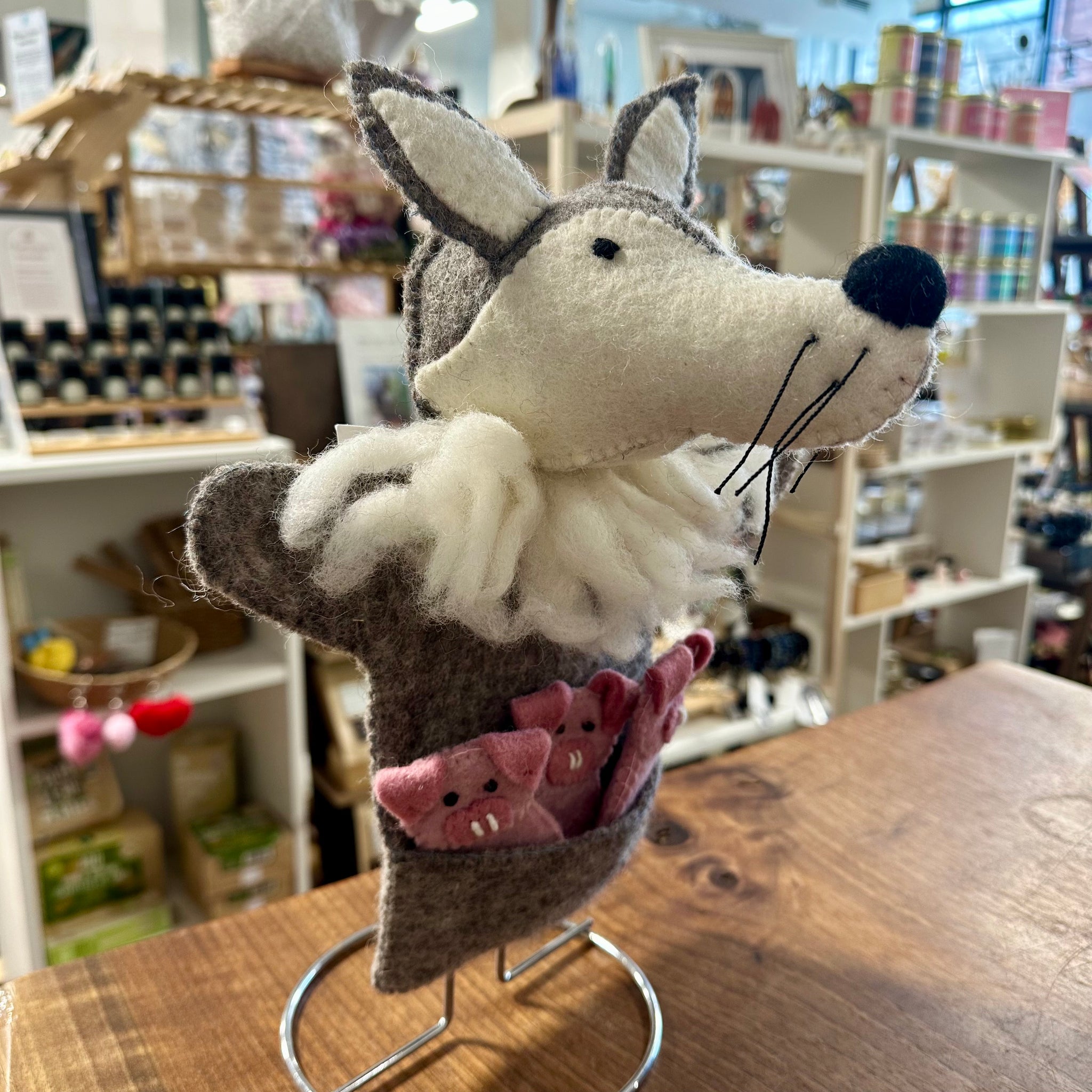 Wolf with 3 Little Pigs Hand Puppet