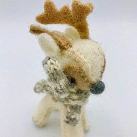 Wool White Reindeer Ornament
