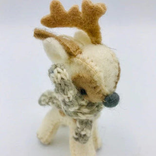 Wool White Reindeer Ornament