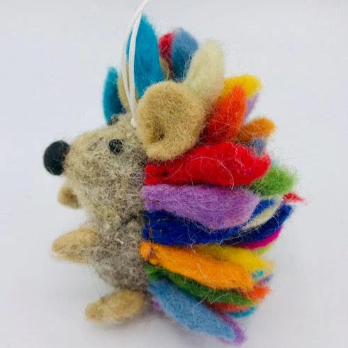 rainbow hedgehog ornament