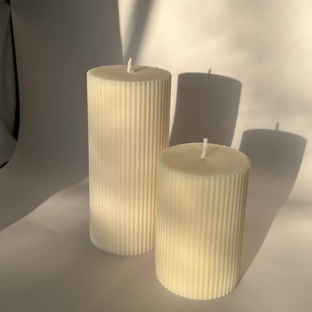 Ribbed Pillar Candle