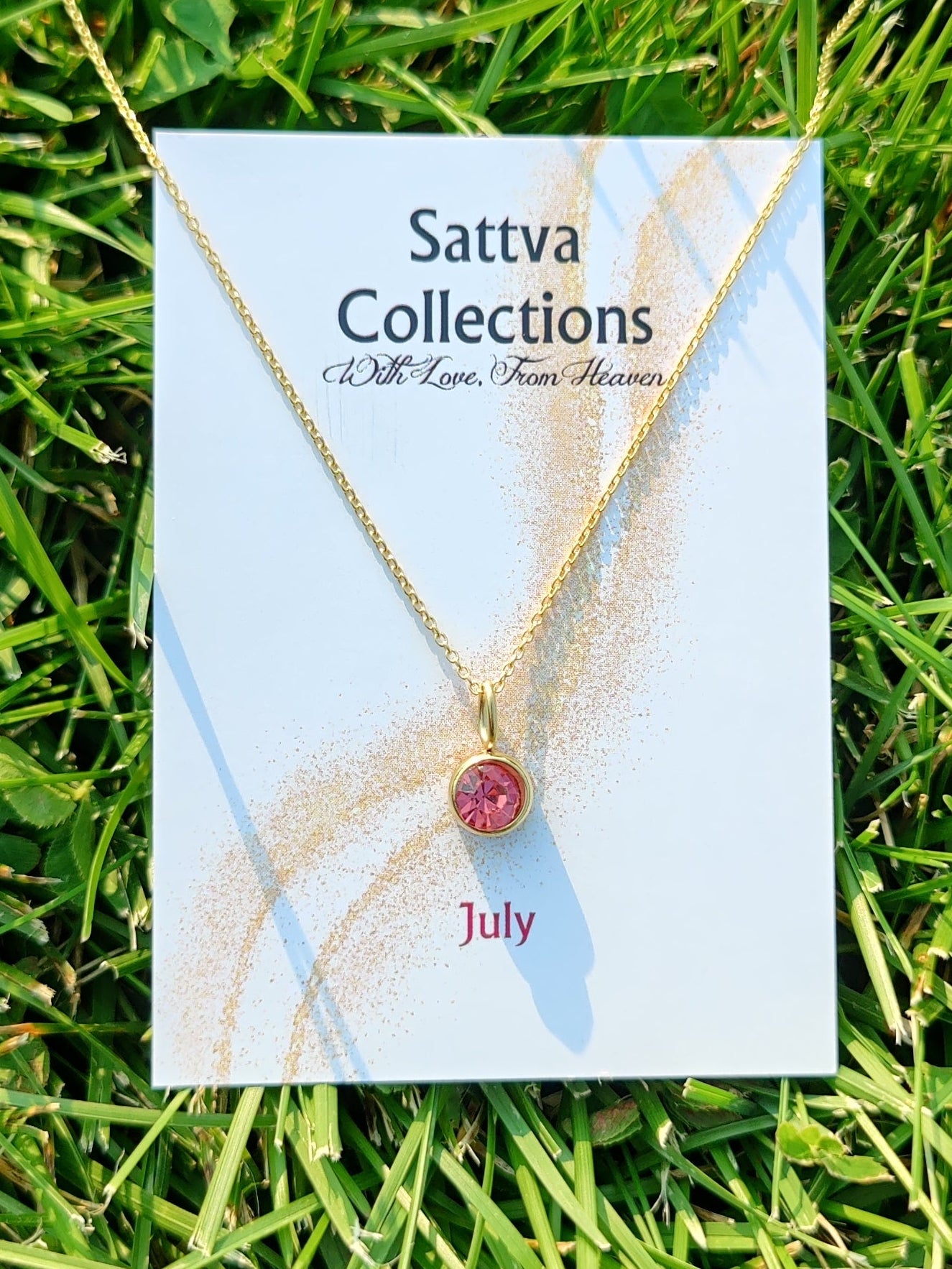 Sattva Collections necklace packaging on grass