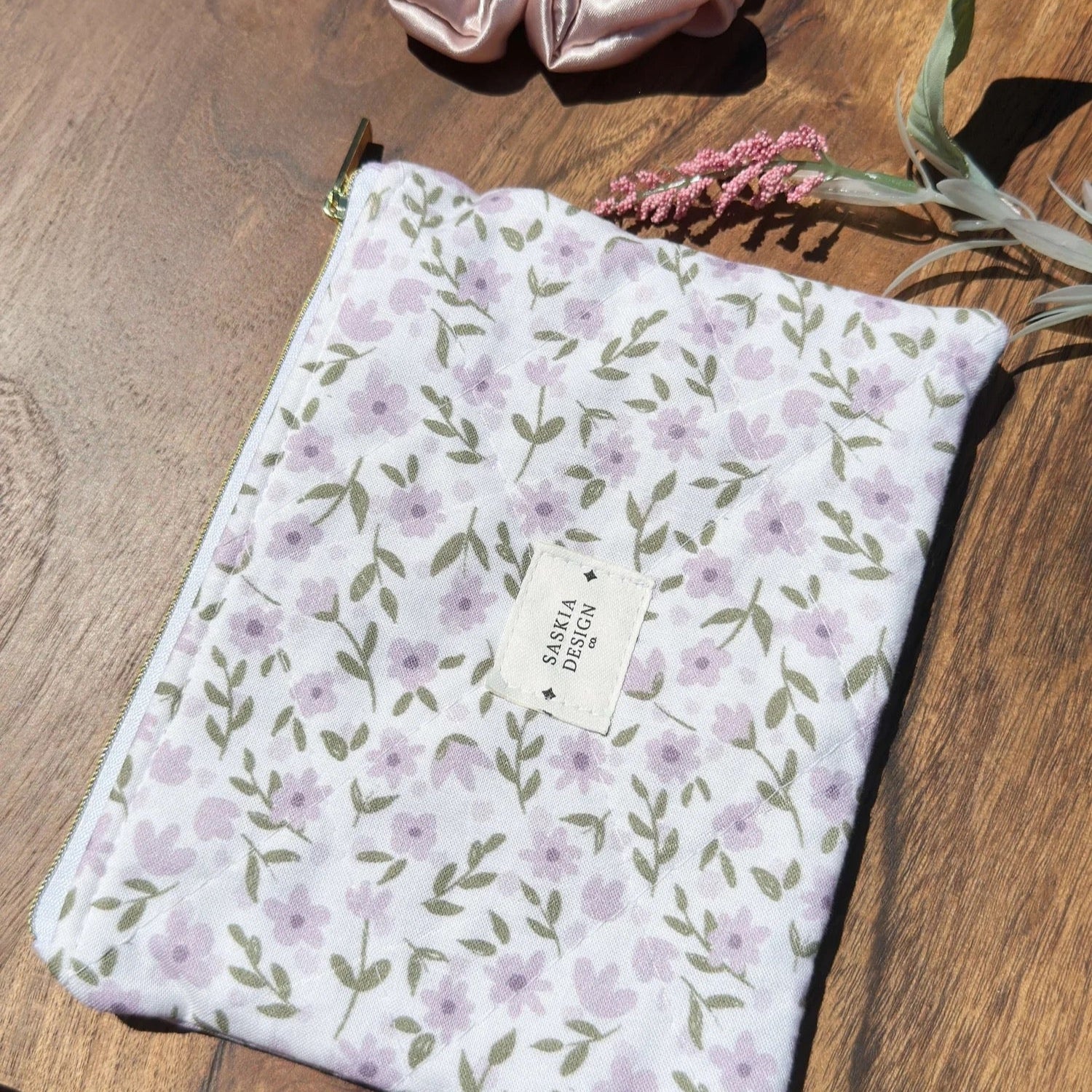 Lilac Quilted Zipper Pouch