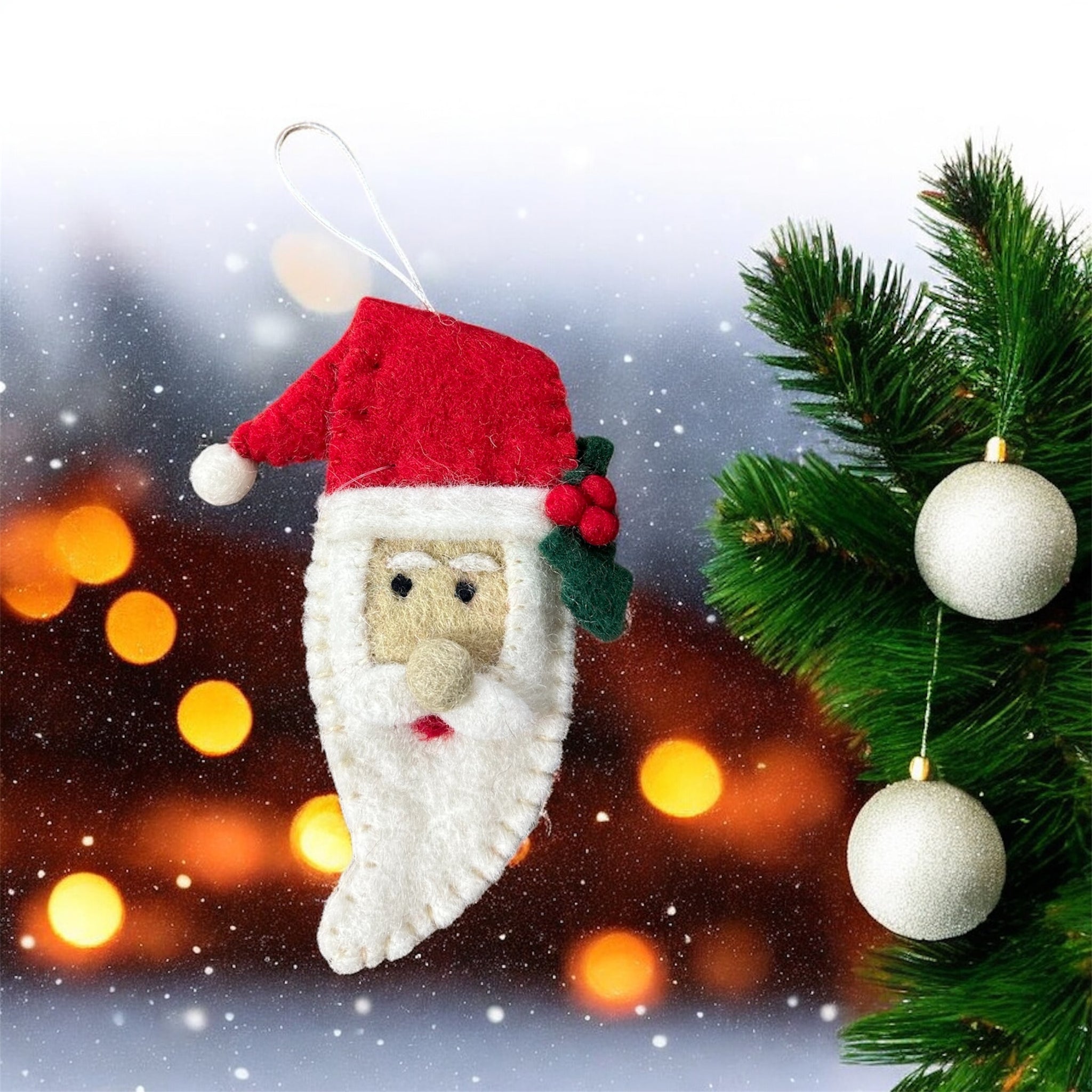 Wool Santa Face Ornament