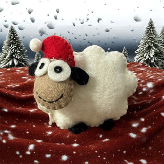 Handcrafted Wool Christmas Smiling Sheep Ornament