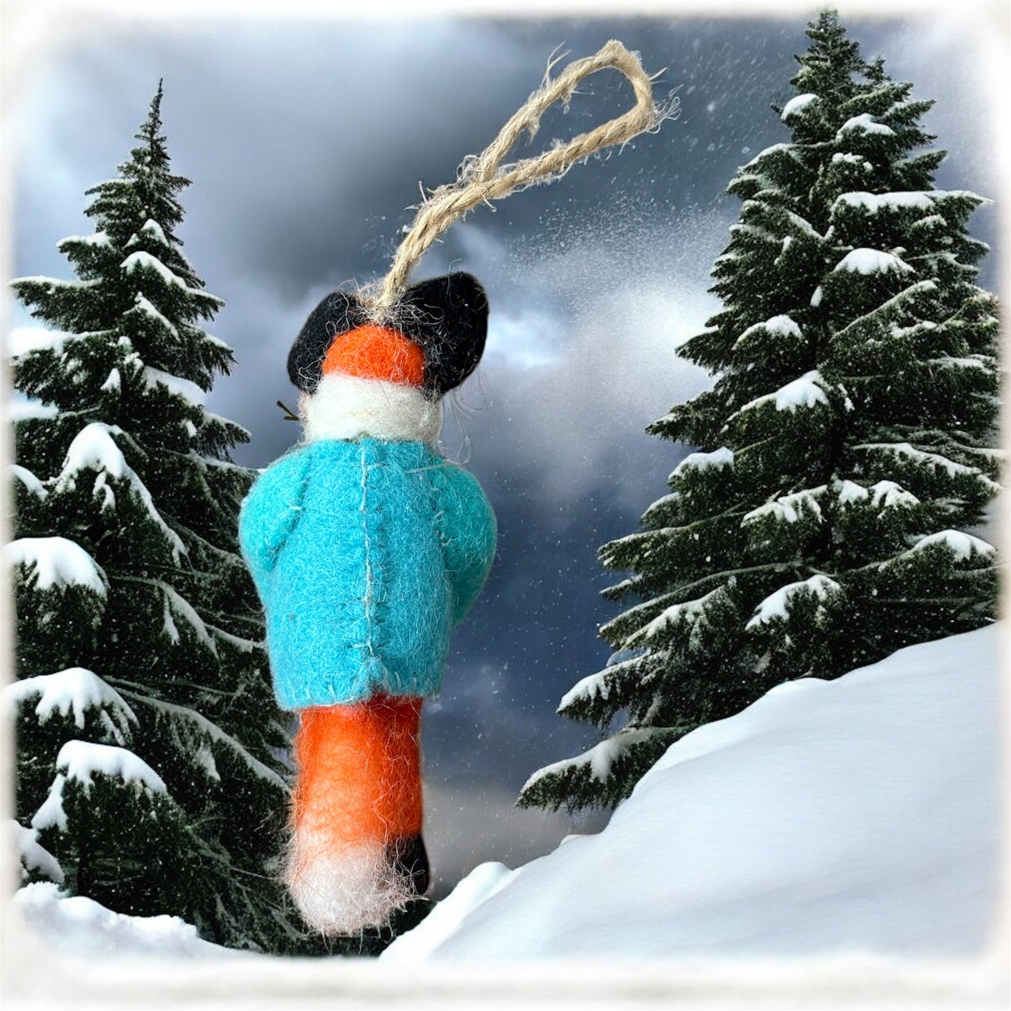 Wool Fox with Gift Ornament