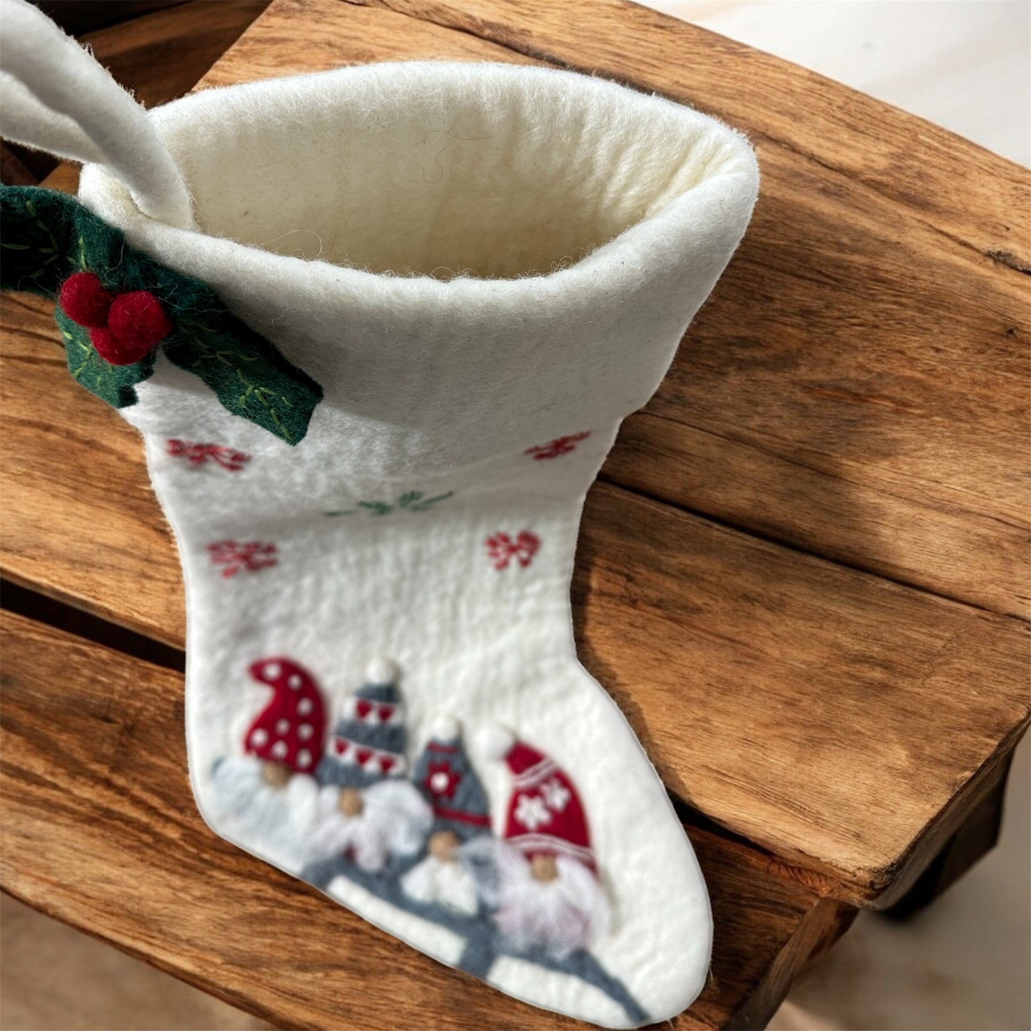 100% Wool Gnome Stocking