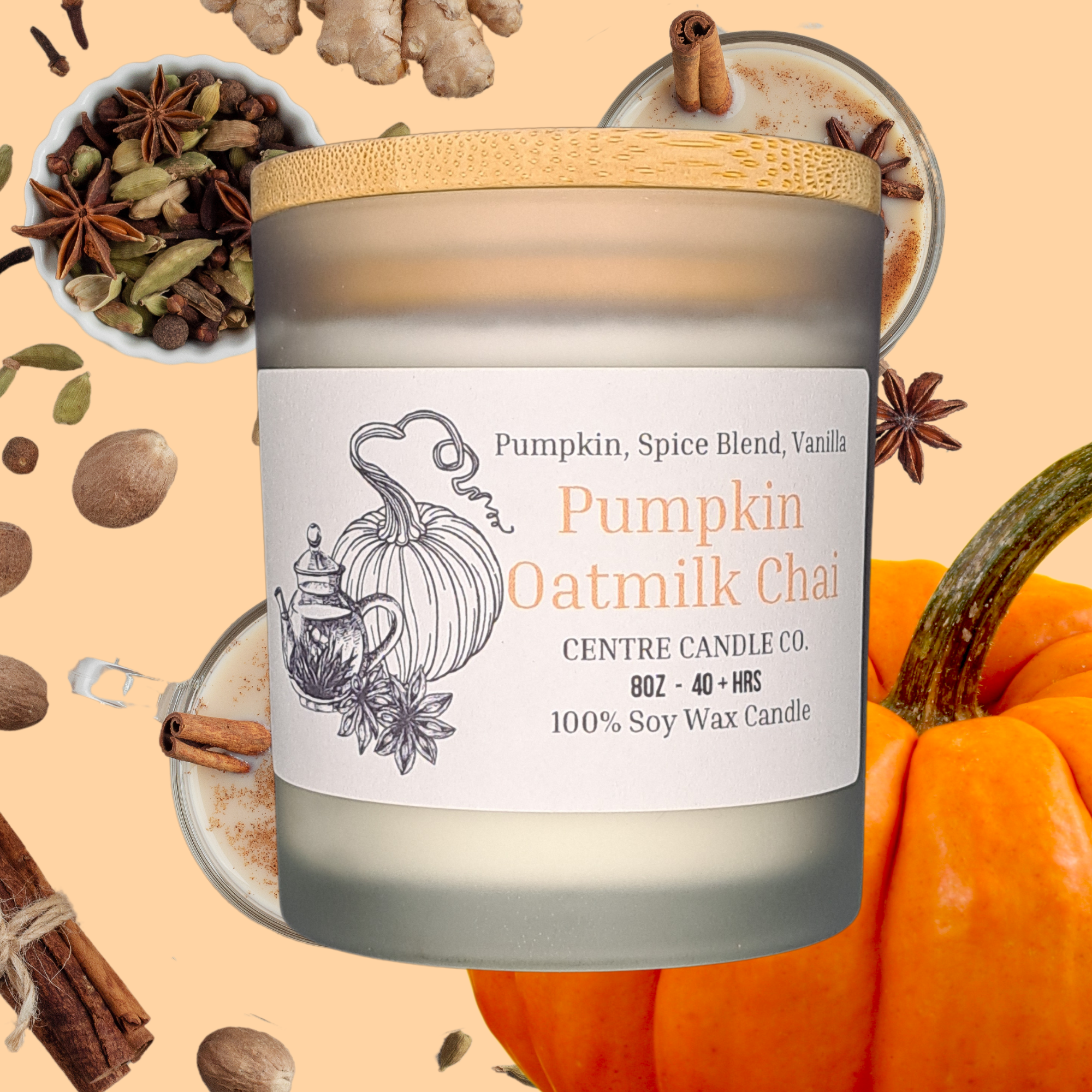 Centre Candle Co. - Pumpkin Oatmilk Chai 8oz Candle