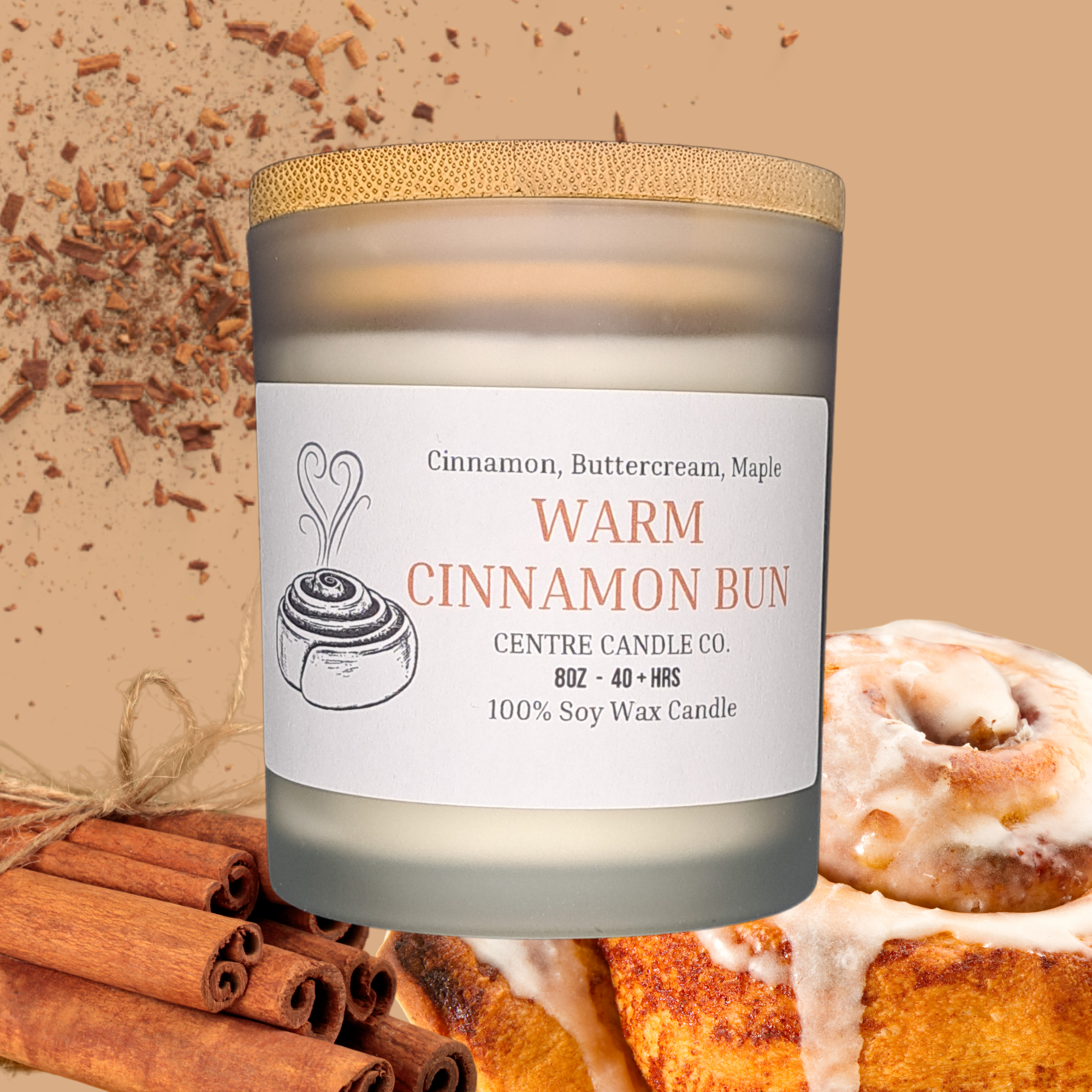 Centre Candle Co. - Warm Cinnamon Bun 8oz Candle