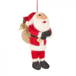 Wool Santa with Bag and Gift Ornament