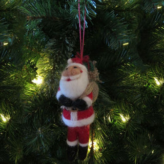 Wool Santa with Bag and Gift Ornament