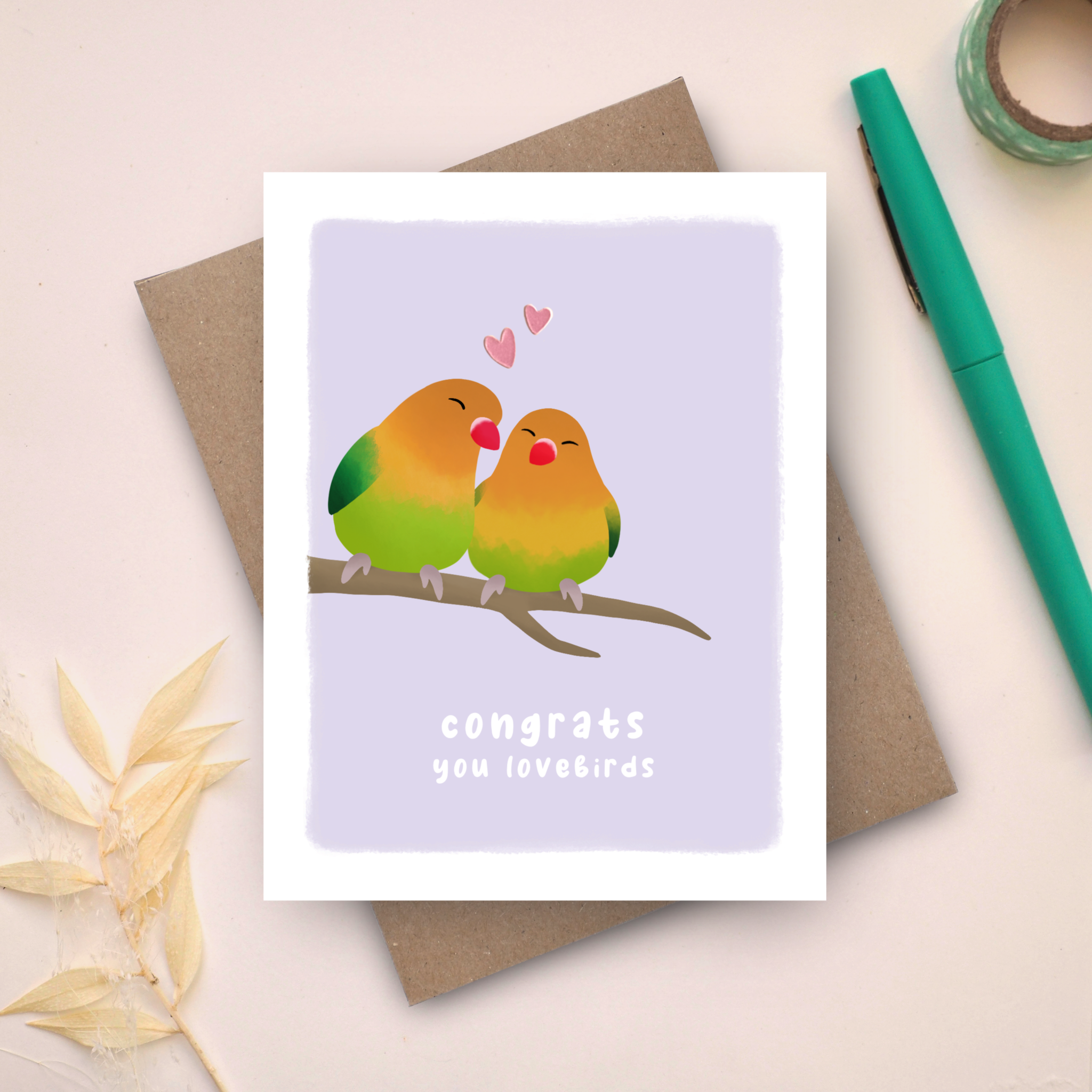 Congrats You Love Birds - Wedding Card