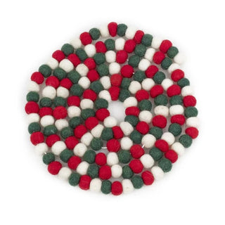 Holiday Red, White, Green Ball Wool Garland