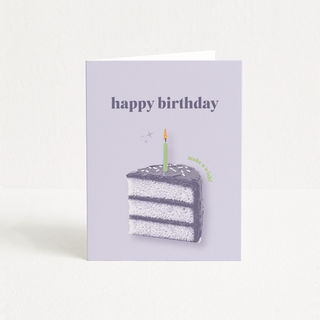 nhelle studio - make a wish birthday card - purple - cake - cute - gift