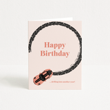 happy birthday drifting into another year | fun minimal car lover birthday card | A2 blank inside