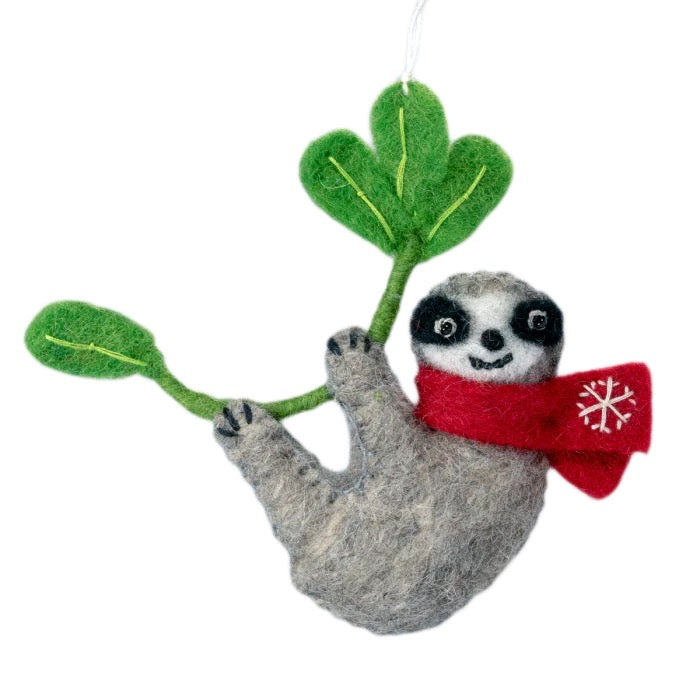 Wool Smiling Winter Sloth Ornament