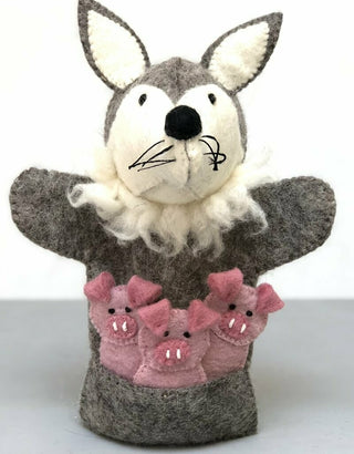 Wolf with 3 Little Pigs Hand Puppet