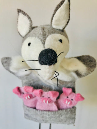 Wolf with 3 Little Pigs Hand Puppet