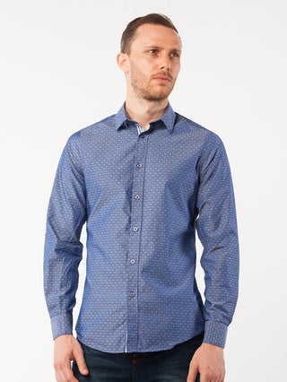 Blue Paisley Printed Dress Shirt