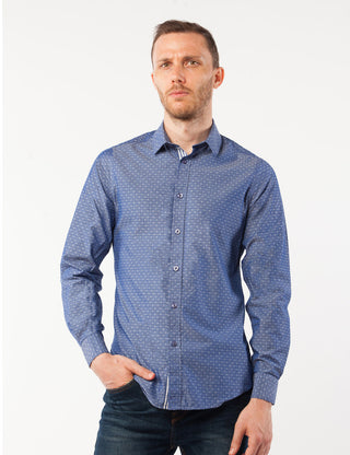 Blue Paisley Printed Dress Shirt