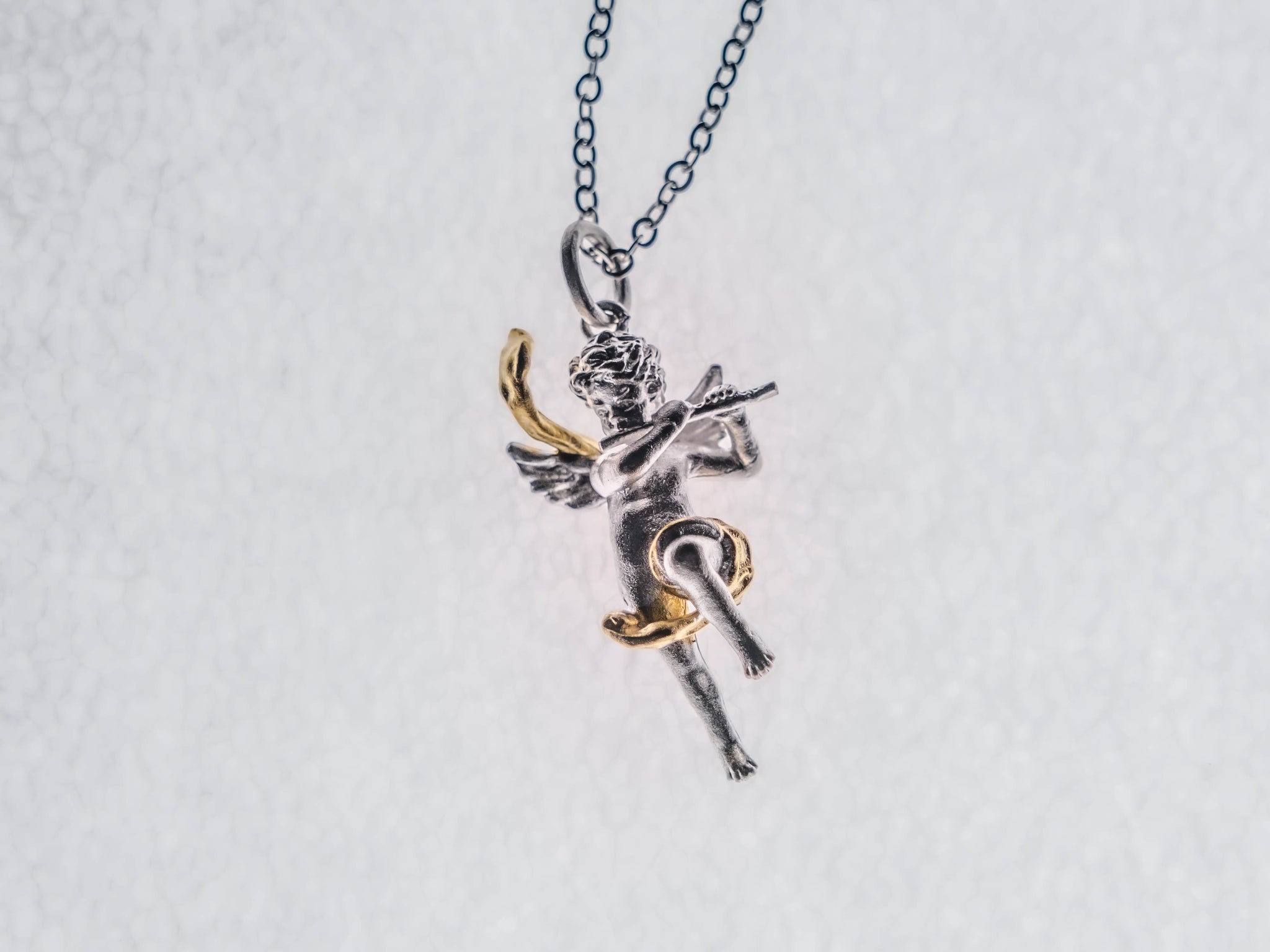 Baby's Breath Alley - Flying Flute Angel Pendant